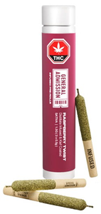 General Admission: Raspberry Twist Distillate Infused Pre Rolls (3 x 0.5g)