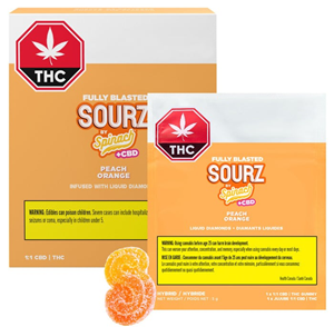 SOURZ BY Spinach: Peach Orange 1:1 THC/CBD Multi Pack Gummies (10 pcs)